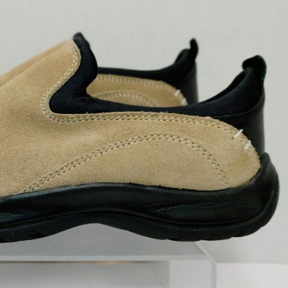 Lands End Suede Leather Moc Clog Slip-On Loafer Rubber Sole Tan Women's US 7B - Picture 8 of 16